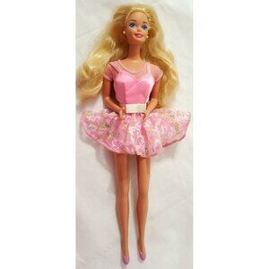 1995 My First Tea Party Barbie Doll Blonde Blue Eyes Pink Dress Ballet 14592 VTG